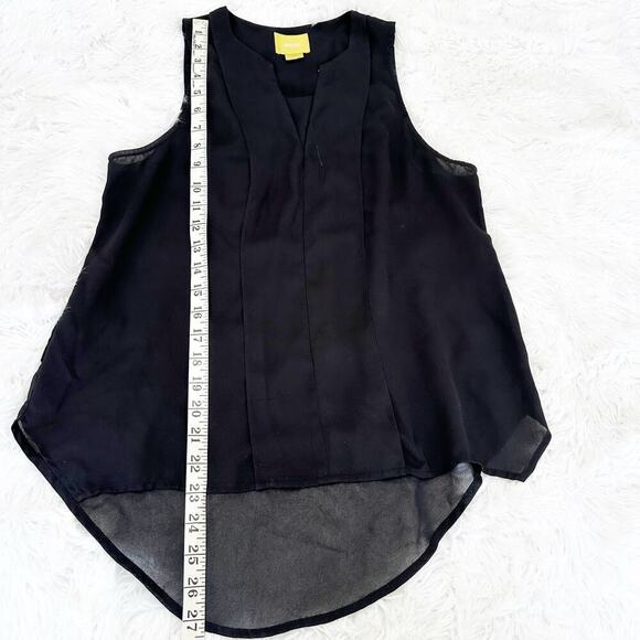 Anthropologie Top Size 4 Womens Maeve Black Sleeveless Button Front Sheer - Picture 9 of 10